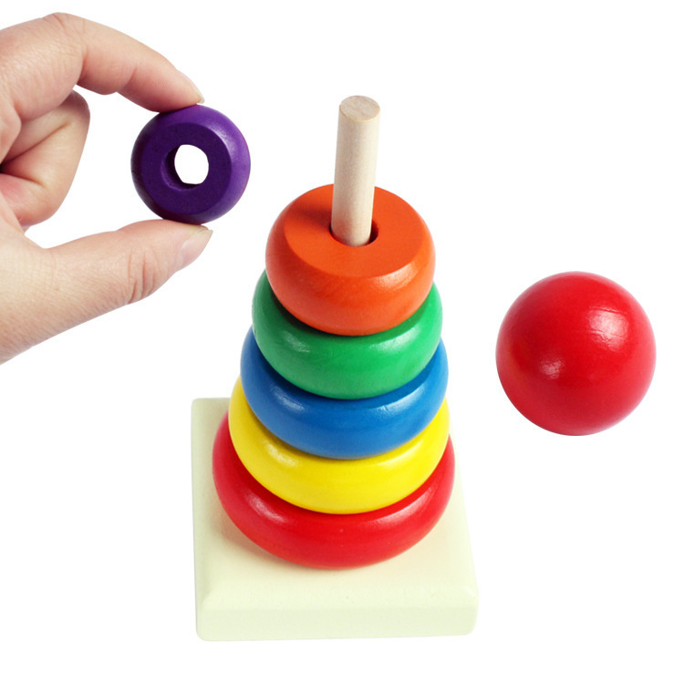 Đồ Chơi Gỗ - Tháp Xếp Vòng Cầu Vồng Nhiều Màu Sắc