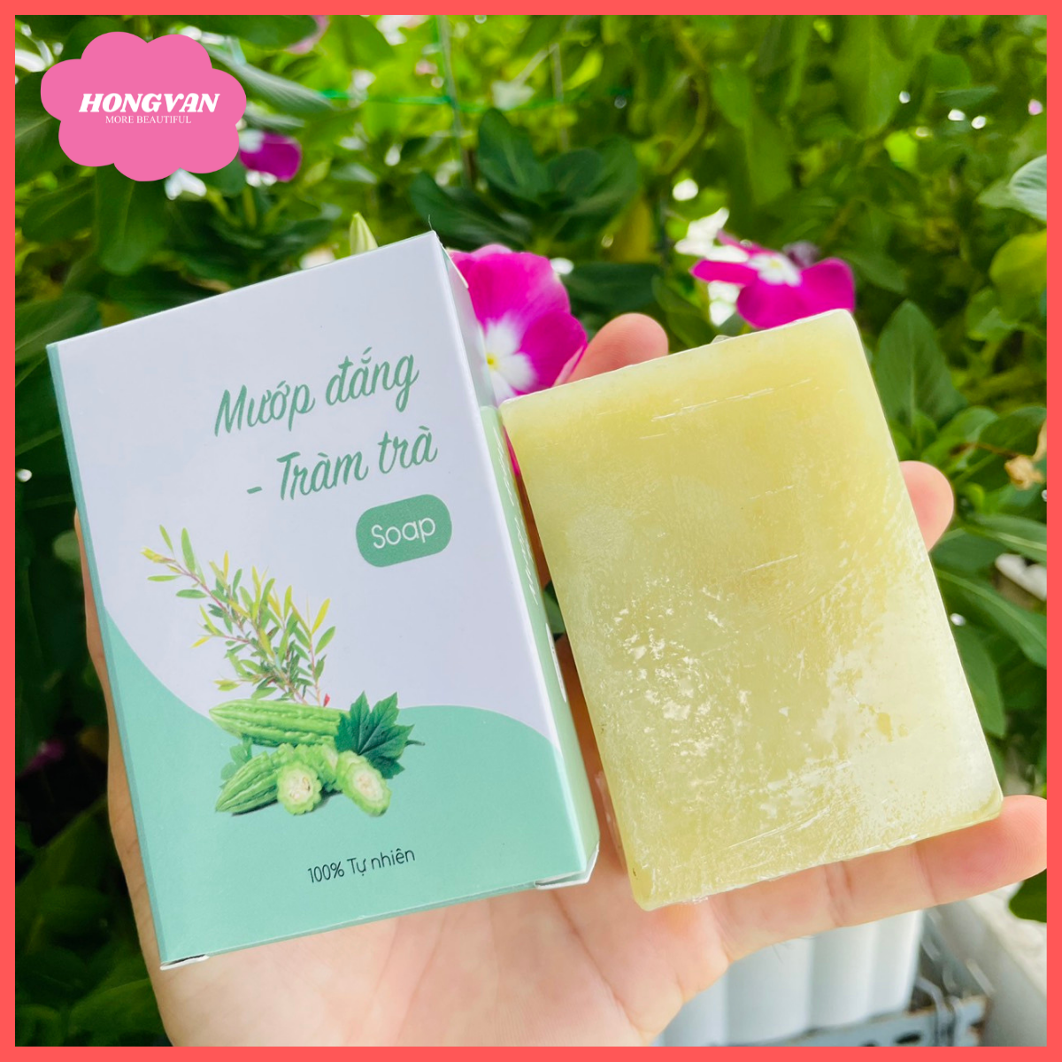 Combo 2 bánh xà bông mướp đắng và tràm trà từ thiên nhiên (2 x 100g) ngừa mụn trắng da thơm dịu nhẹ + tặng lưới tạo bọt