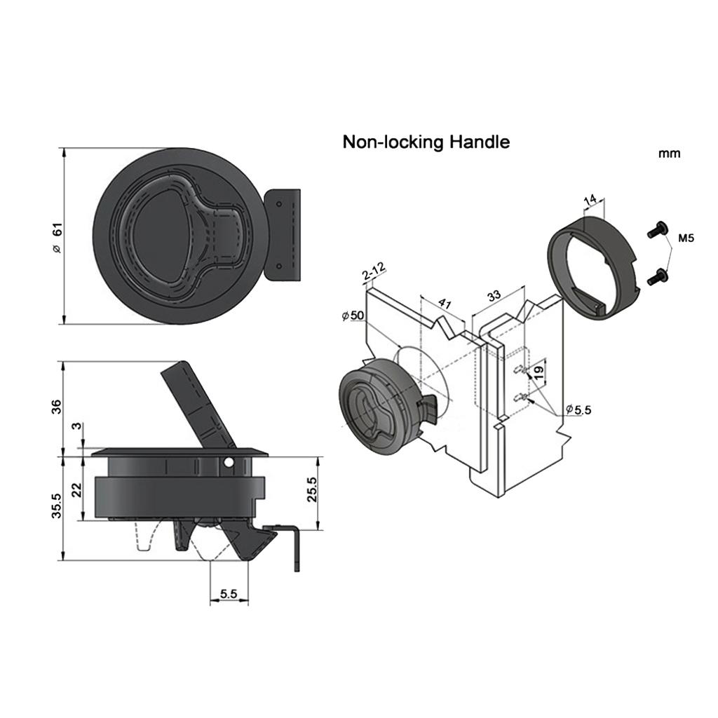 4 Pieces Boat 2" Locking Nylon Flush Pull Lift