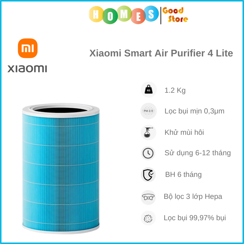 Lõi Lọc Không Khí Xiaomi Air Purifier 4 Lite, 3 Lớp Lọc Hepa, Khử Mùi - Hàng Chính Hãng