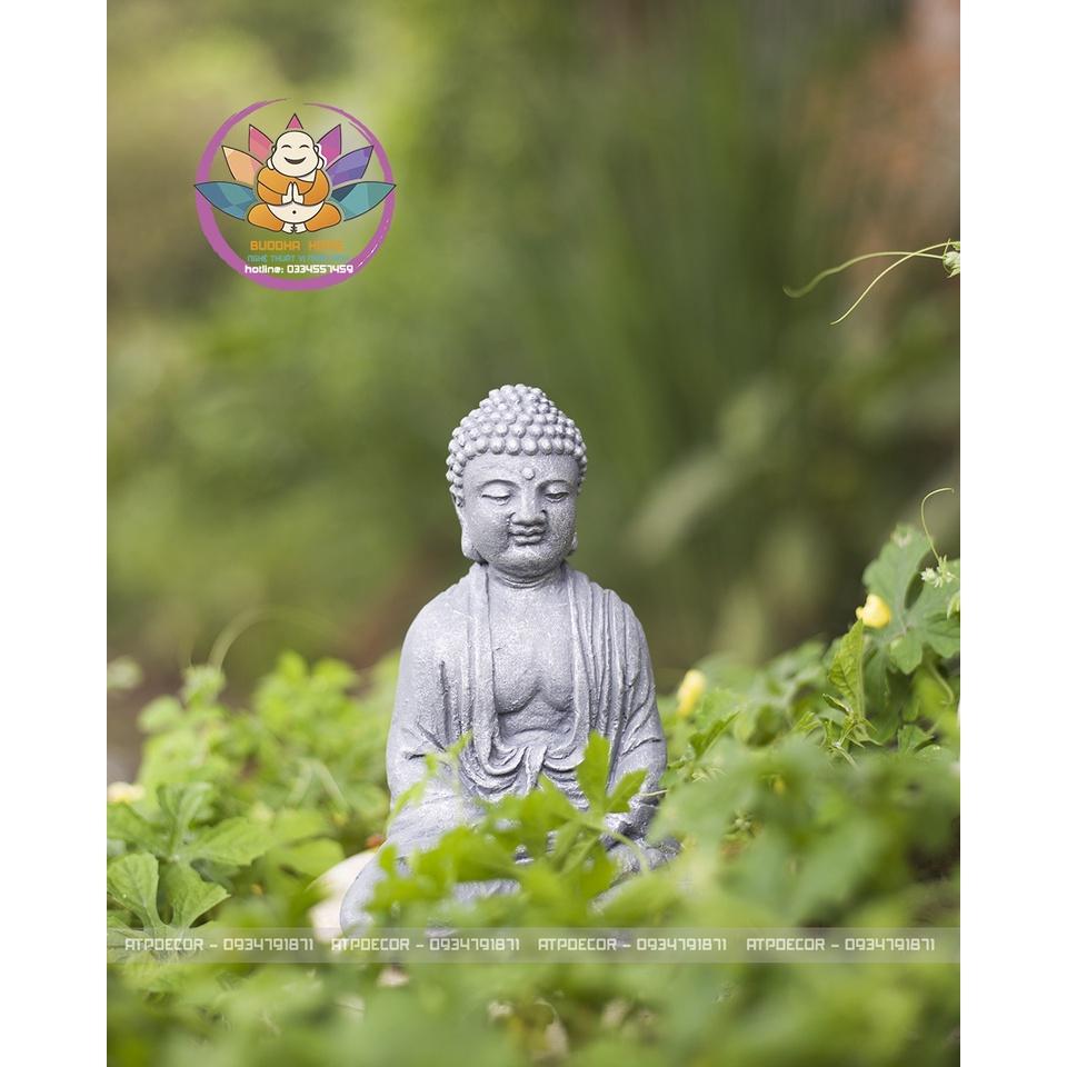 Tượng Phật Thích Ca- Đá mạ đồng - Trang Trí Hồ Thủy Sinh, bể cá, phòng thờ - Cao 16.5cm