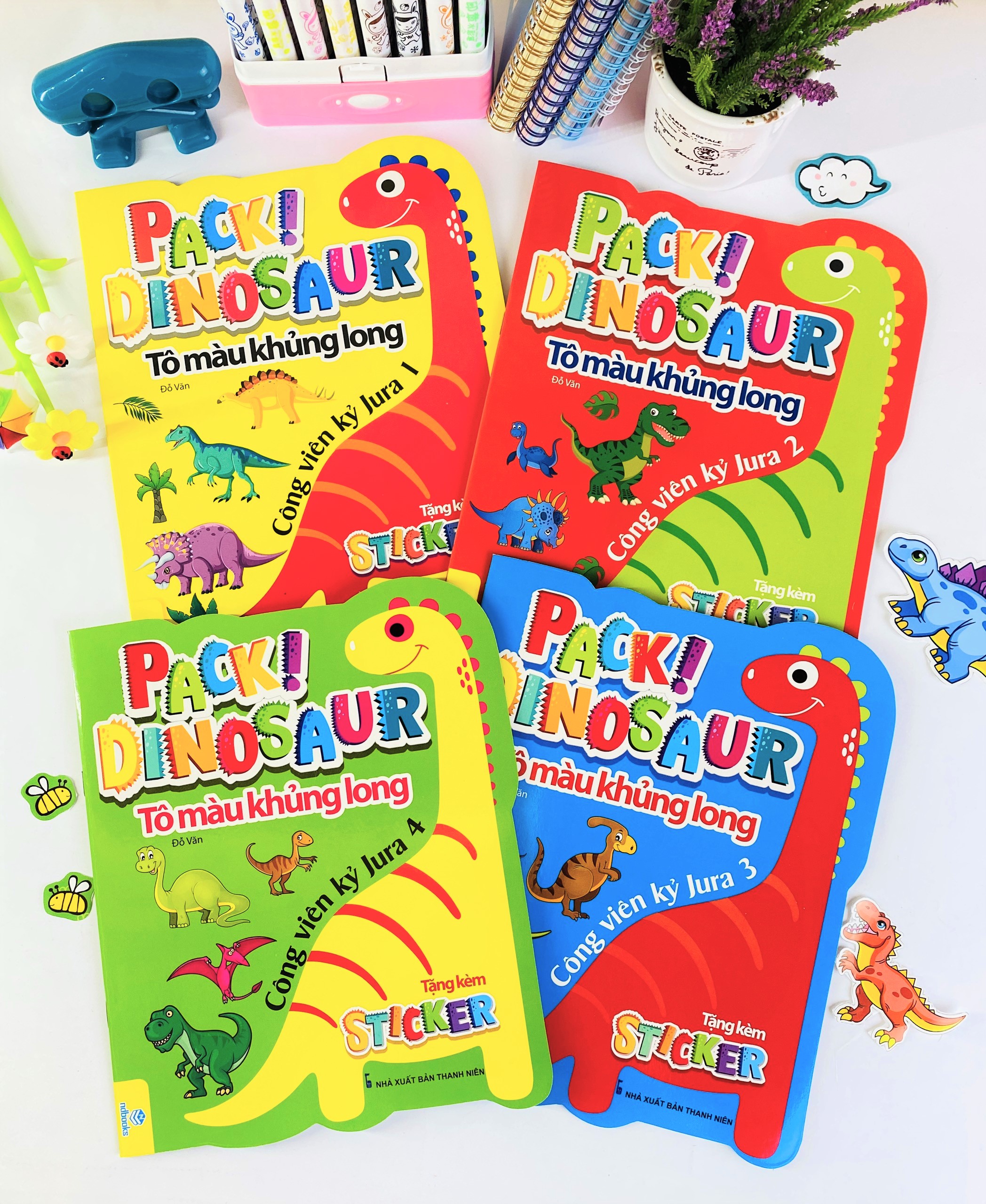 Sách - Combo 4 cuốn Tô Màu Khủng Long: Công viên kỷ Jura - ndbooks