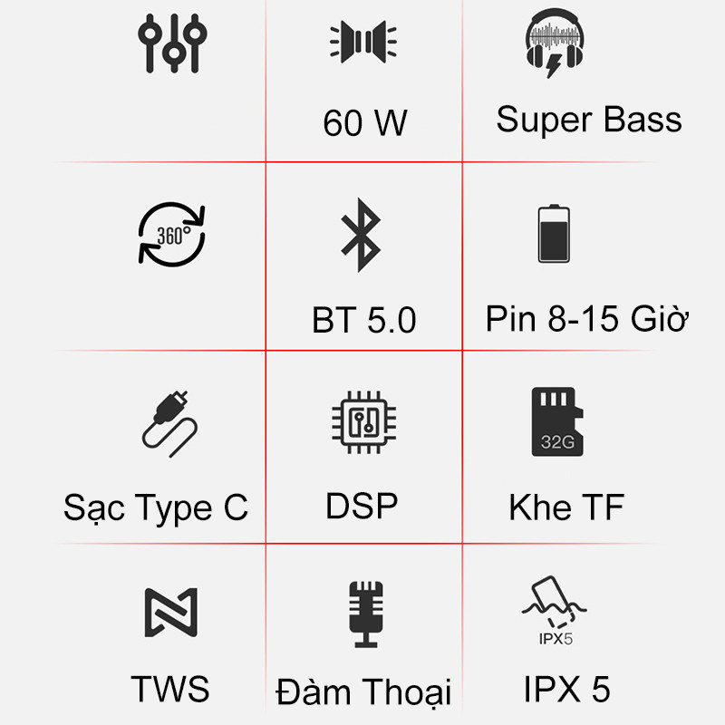 Loa Bluetooth Loa di động công suất lớn PKCB Hàng Chính Hãng