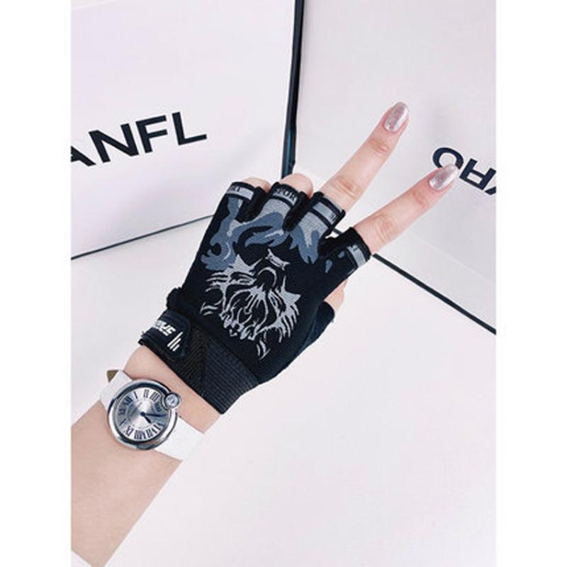 Trẻ em găng tay nửa ngón tay bé trai viết trẻ em đi xe đạp găng tay trượt băng thể thao ngoài trời Color: black Size: L