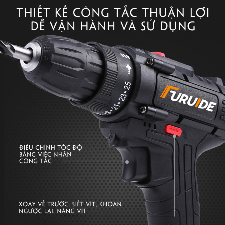 Bộ máy khoan, vặn vít không dây 36V, mẫu 2 pin