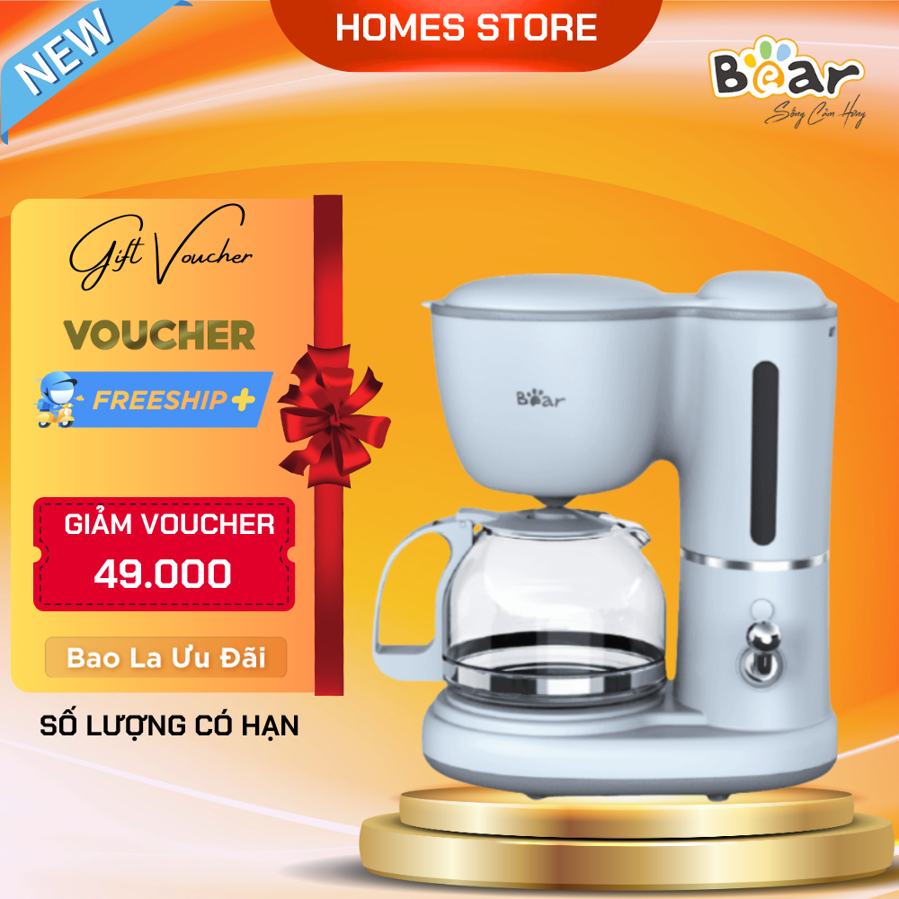 Máy Pha Cà Phê Bear SB-CF06A Kiêm Pha Trà Dung Tích 0.6 Lít Công Suất 550 W - Hàng Chính Hãng