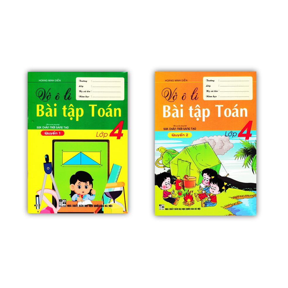 Sách - Combo Vở Ô Li Bài Tập Toán Lớp 4 - Quyển 1 + 2