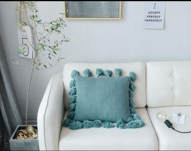 Dệt Kim Ném Đệm Lưng Bắc Âu Xe Sofa Giường Đệm Gối Bao Với Tua Rua Trang Trí Nhà Đệm Ghế Trẻ Em Trang Trí Phòng