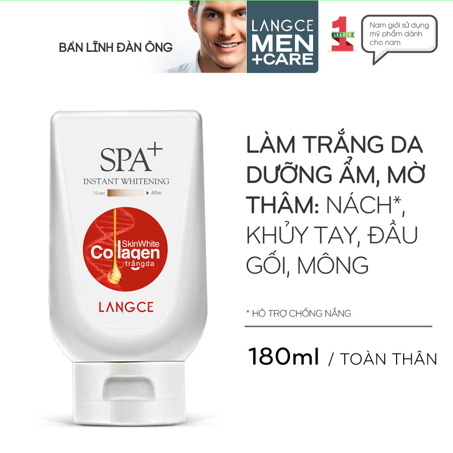 Collagen Trắng Da Spa+ Chống Nắng Giữ Ẩm - Làm Đều Sắc Da 180ml cho Nam TẶNG Gel Vệ Sinh Vùng Kín Nam 100ml LANGCE