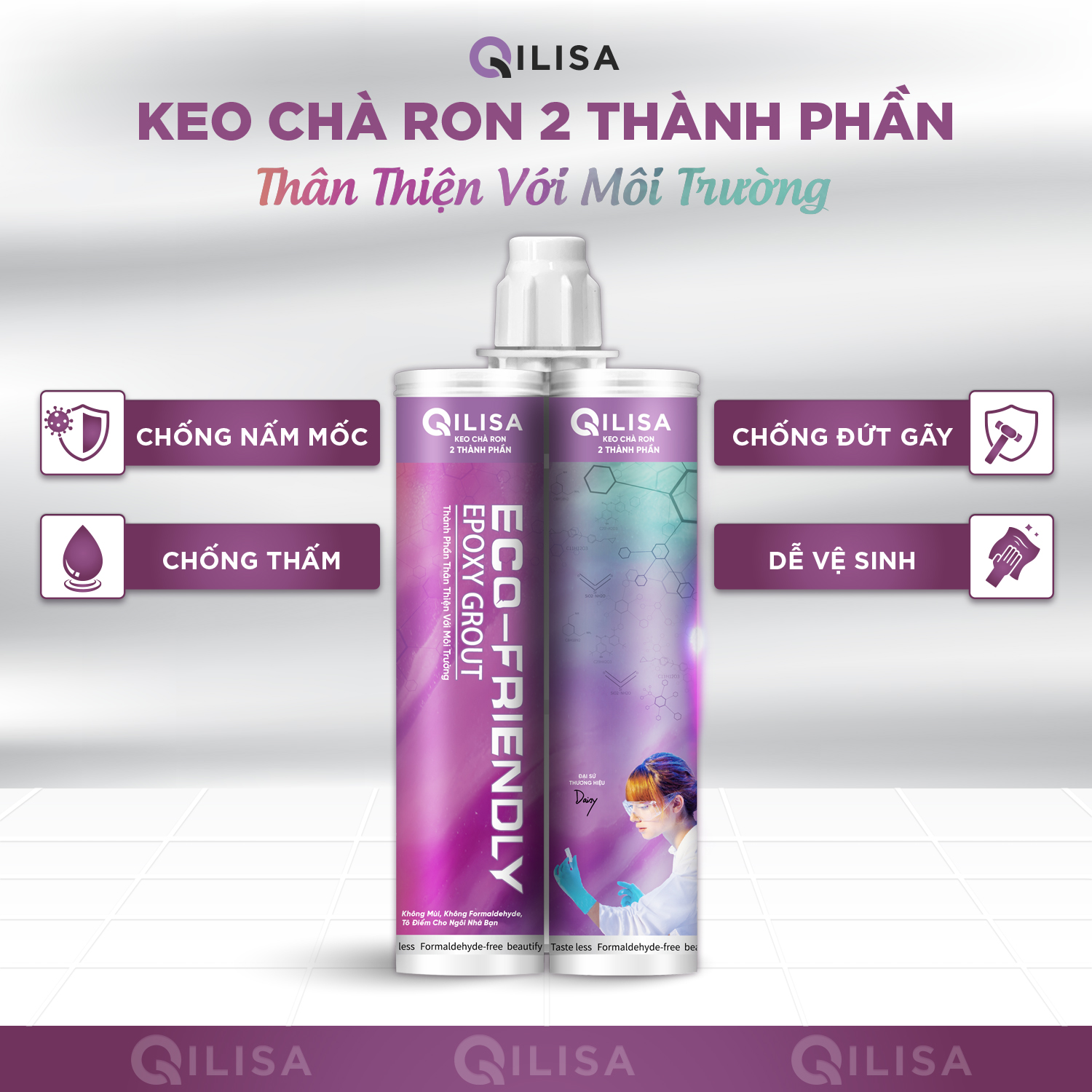 Combo Keo Chà Ron Qilisa và Dụng Cụ Thi Công Keo Chà Ron (Đã Bao Gồm Súng Bơm Keo)