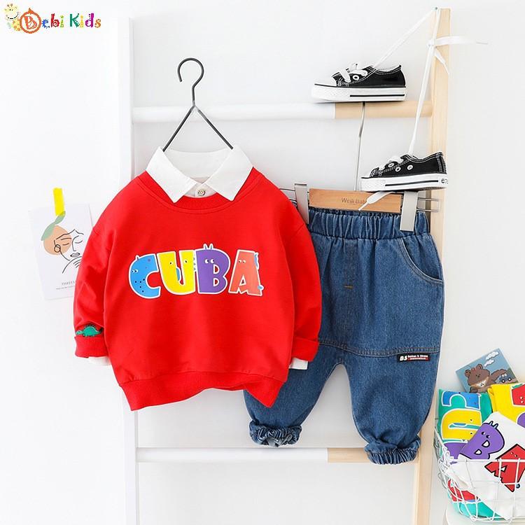 Set áo thun quần jean trẻ em , quần áo trẻ em từ 8 tháng đến 4 tuổi - B276