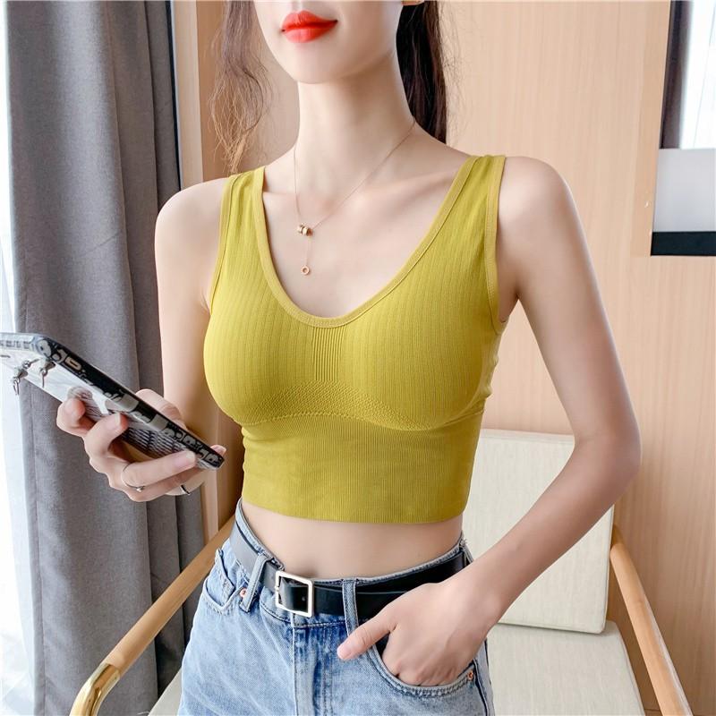 Áo Bra, áo bra đan dây sau lưng nữ ba lỗ thun không tay kiểu ôm body vải cotton co giãn tốt A003