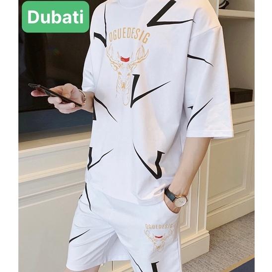 ĐỒ BỘ THỂ THAO NAM, SET ĐỒ BỘ HỌA TIẾT ĐẦU NAI CHẤT VẢI MỊN THOÀNG MÁT- DUBATI FASHION
