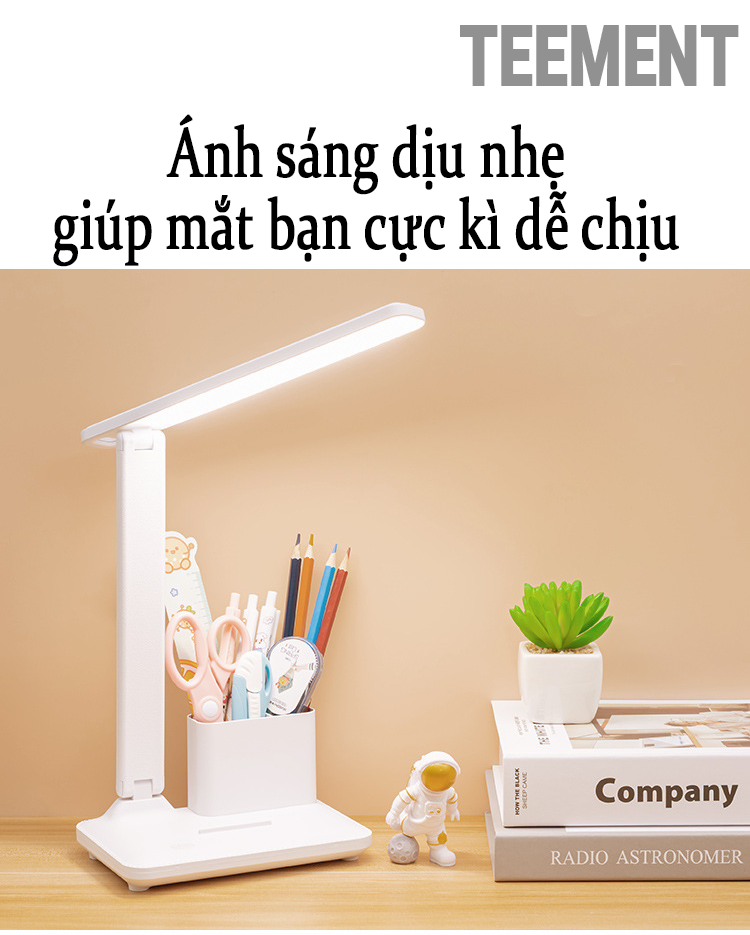 Đèn Bàn Học Đọc Sách Cao Cấp Teement Led Chống Cận 03 Chế Độ Ánh Sáng Vàng Bảo Vệ Mắt- Hàng Chính Hãng