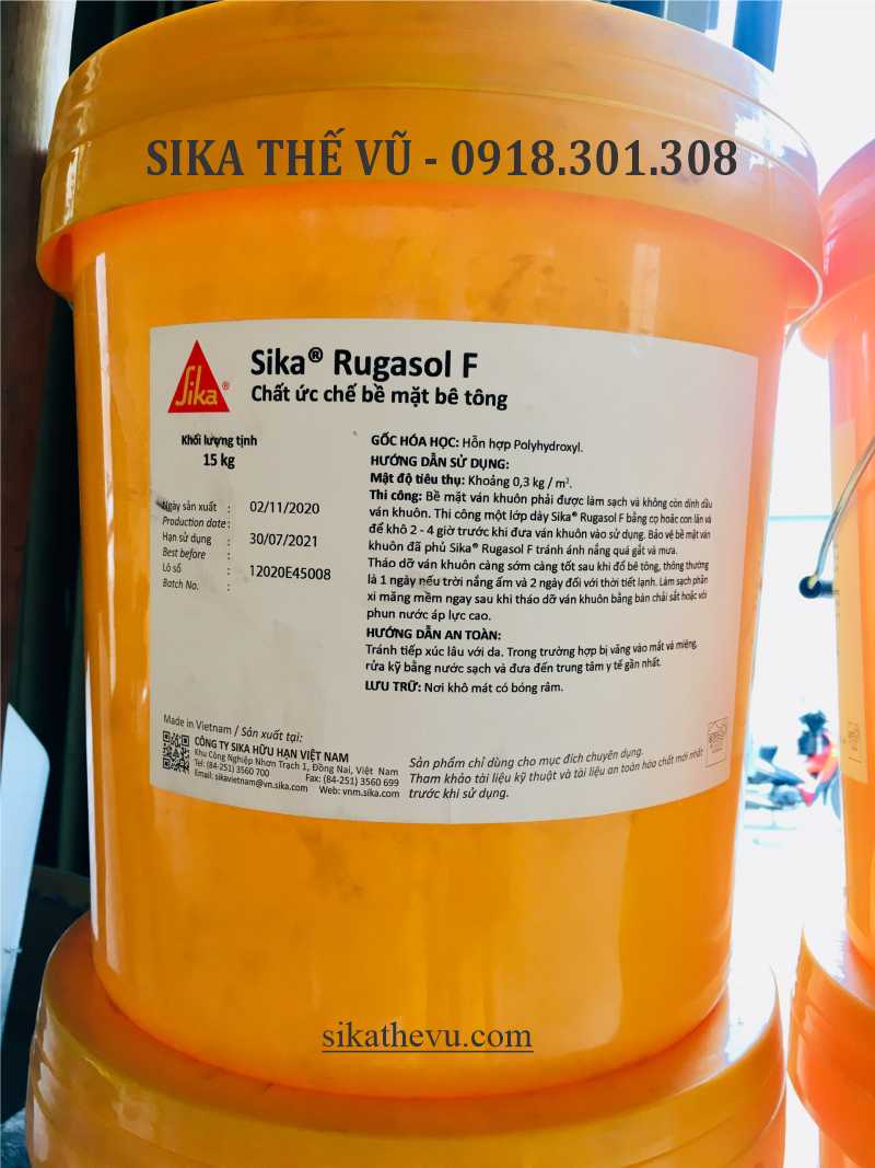 Phụ gia gây ức chế bề mặt bê tông làm trơ cốt liệu - Sika Rugasol F ( thùng 15kg ).