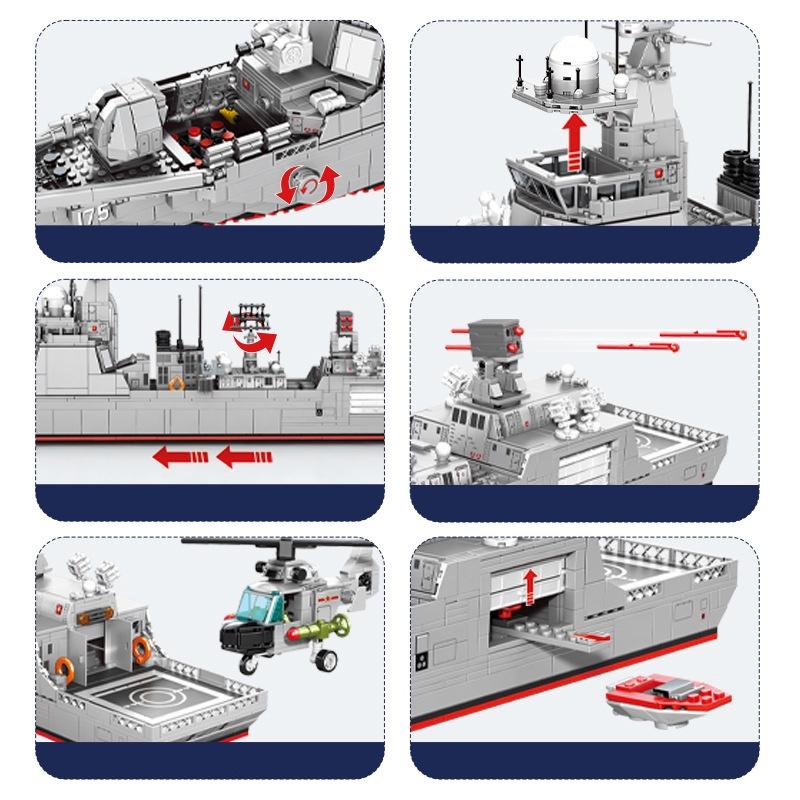 Đồ chơi Lắp ráp Tàu Tên lưa dẫn đường, Sembo Block 202058 Guided-Missle, Xếp hình thông minh, Mô hình Tàu chiến