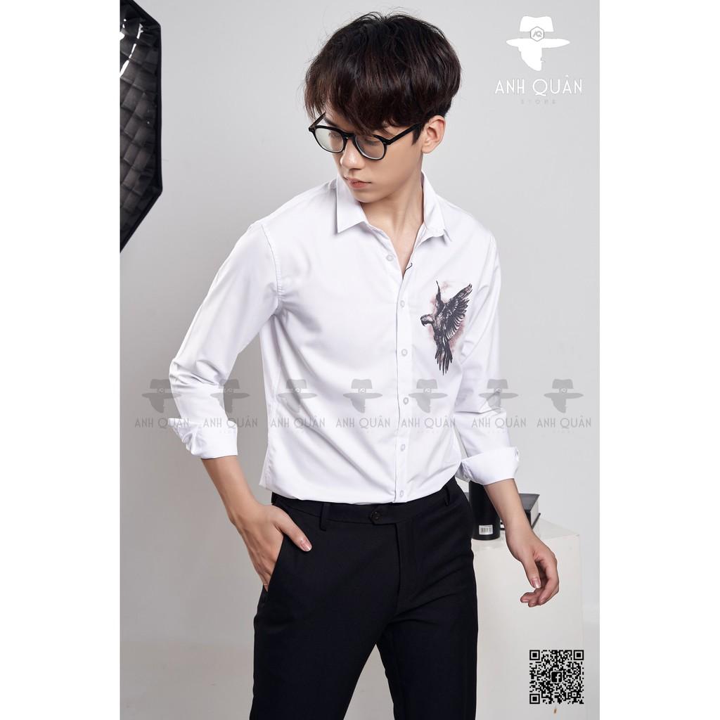 Sơ mi nam cao cấp hình con vẹt trước ngực Mềm mại, không bai không xù