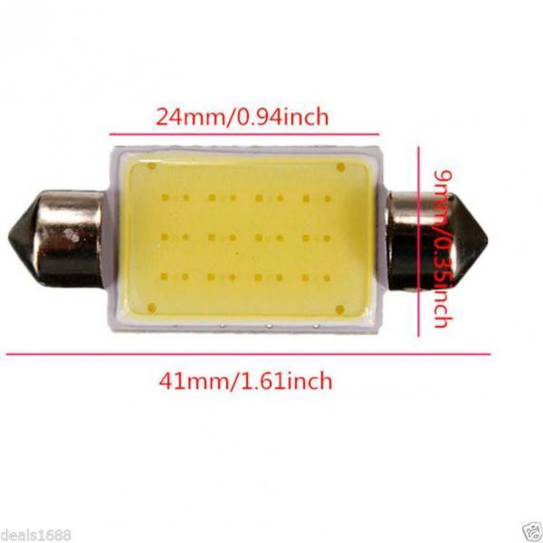 2x2PC 41mm Festoon COB 12 SMD Chips DC 12V LED Car Dome Reading Lights