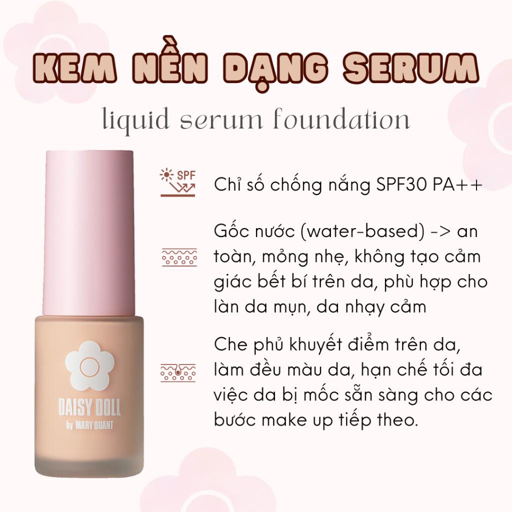 Kem Nền Kết Cấu Dạng Serum Lì Mịn Như Nhung Daisy Doll Nhật Bản BB Serum SPF 30 Mỏng Nhẹ 28ml