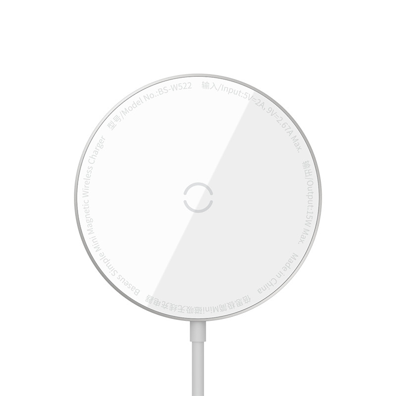 Sạc không dây Baseus Simple Mini Wireless Charger IP 12 - Hàng Chính Hãng