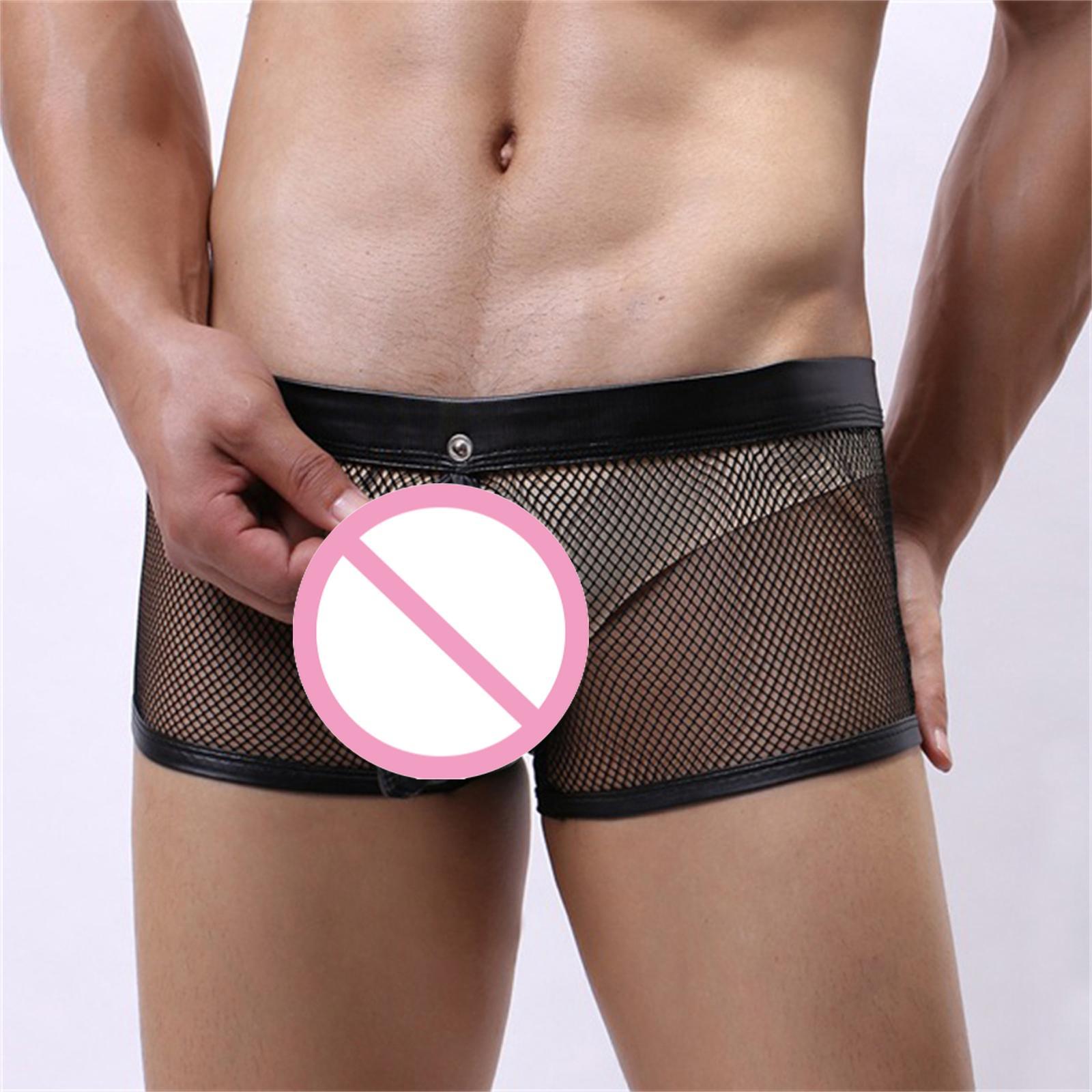 Men Underpants Comfortable Quick Drying Elastic Transparent Shorts Low Rise
