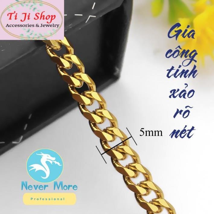 LẮC TAY INOX NAM KIỂU LẶC MẠ VÀNG BẢNG NHỎ 5LY siêu đẹp