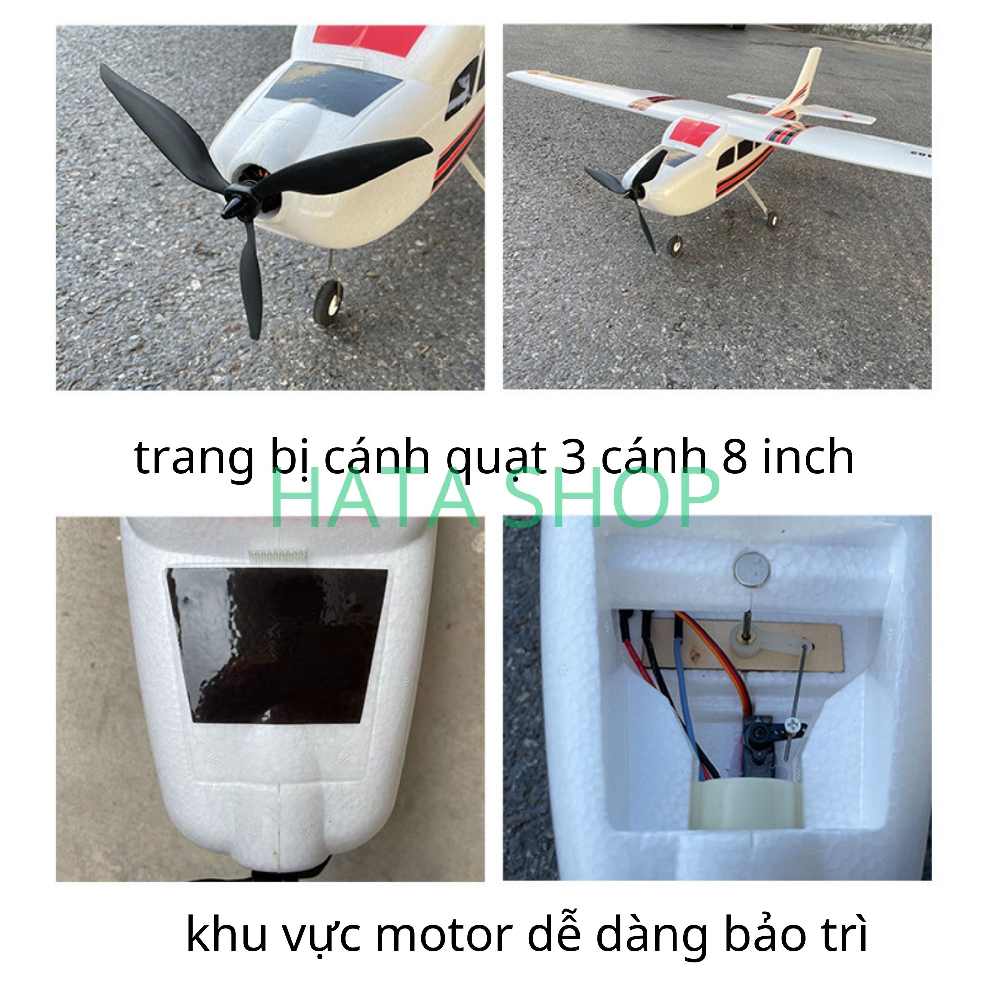 [Mẫu Mới] Máy Bay Cánh Bằng Cessna 182 Plus Sải Cánh Dài 1m2 Size Lớn Chống Rơi Vỡ Chất Liệu EPO