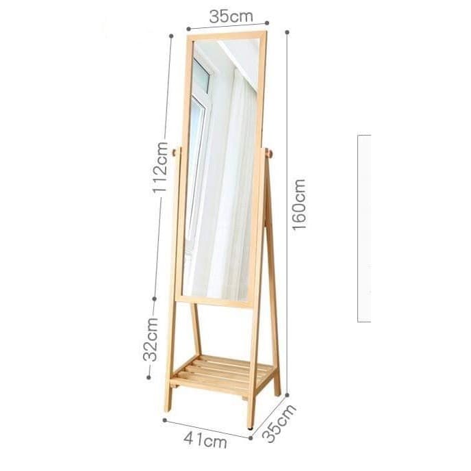 GƯƠNG ĐỨNG PHỐI KỆ MÀU GỖ TỰ NHIÊN. CAO 170 x DÀI 50CM x RỘNG 35CM