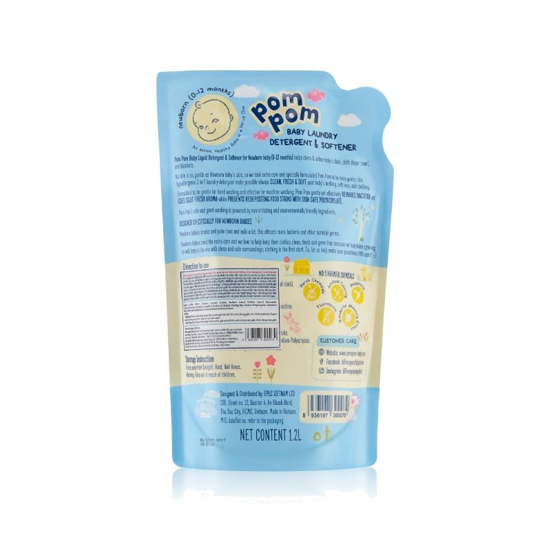 Nước giặt xả Pom Pom Newborn dạng túi 1.2L