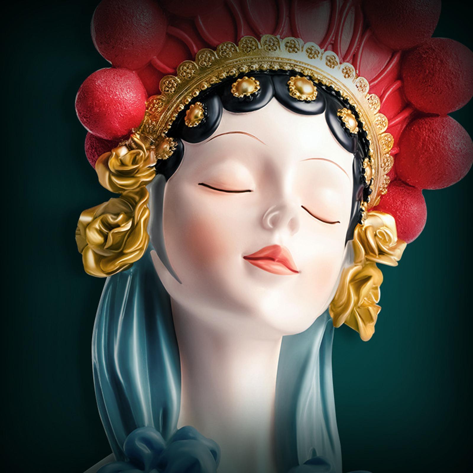 Opera Girls Statue Ornament Handicraft Resin Craft Chinese Traditional Girls Figurine for Office Desktop Bedroom Cabinet Decor
