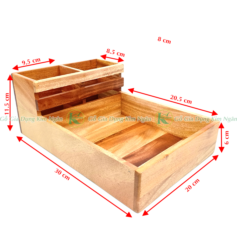 Khay Gỗ Đựng Đũa Muỗng Thìa Gia Vị Chén Chấm Bàn Ăn Gia Đình Đa Năng Tiện Lợi