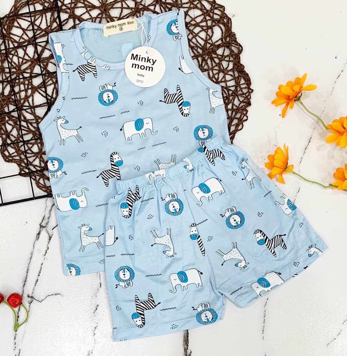 Set bộ Thun lạnh Minky mom ba lỗ hàng cao cấp loại 1