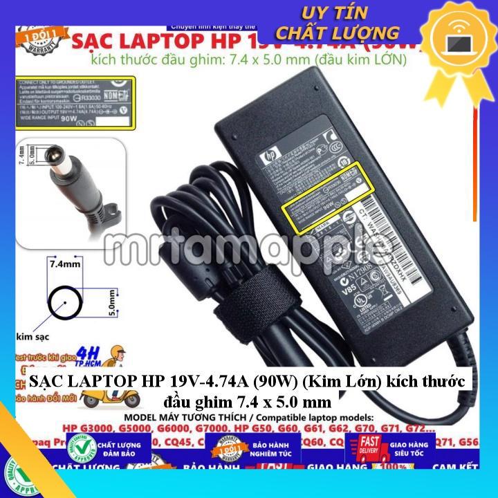 SẠC cho LAPTOP HP 19V-4.74A kích thước đầu ghim 7.4 x 5.0 mm - Hàng Nhập Khẩu New Seal