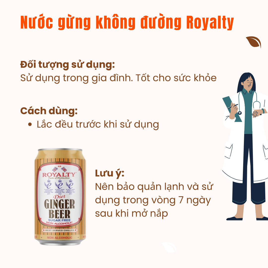 Nước gừng Không Đường Ăn Kiêng Giảm Cân Giữ Ấm Cơ Thể Diet Royalty Nhập Khẩu Anh Quốc - 330ml