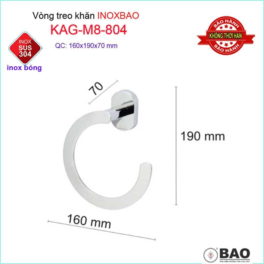 Vòng treo khăn Inox Bảo KAG-M8-804, máng treo khăn khô bồn tắm đứng SUS304 dập khuôn thiết kế tuyệt đẹp tiện dụng
