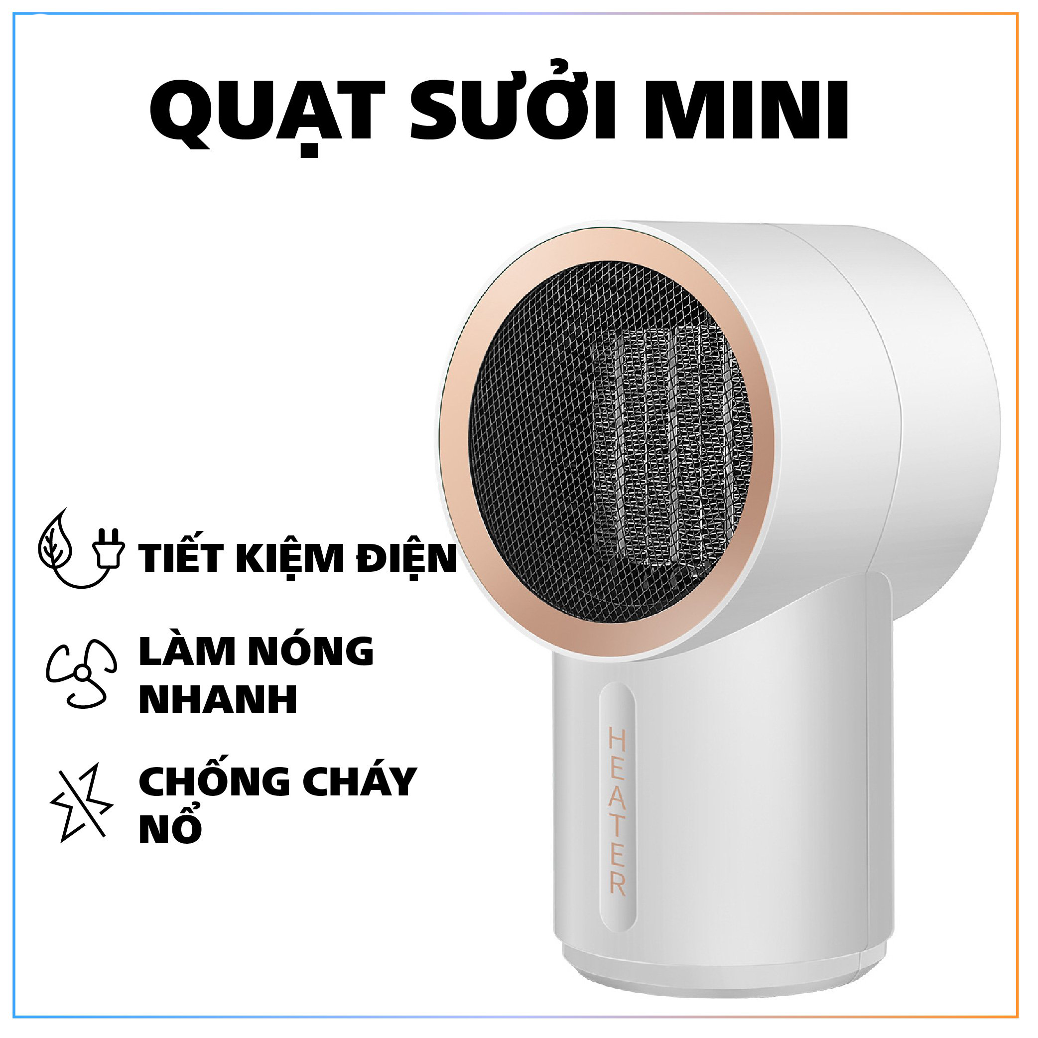 Quạt sưởi, Máy sưởi ấm mini 400W để bàn làm việc, văn phòng, phòng ngủ