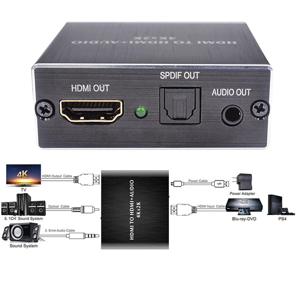 Thiết bị chuyển đổi âm thanh HDMI/ Toslink Spdif/đầu cắm 3.5mm 4K x 2K dành cho PS4/