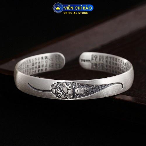 Vòng tay bạc nữ khắc họa tiết Con giáp theo tuổi Bát Nhã Tâm Kinh chất liệu bạc Thái 925 Viễn Chí Bảo L100305