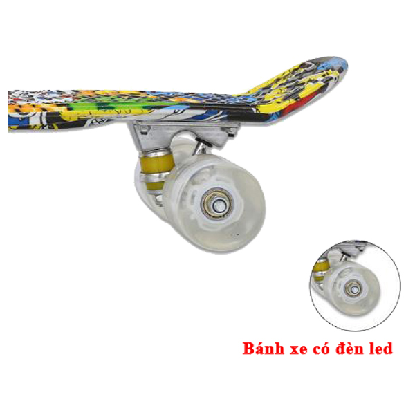Ván Trượt  Nhựa Skateboard Penny Bánh Xe Có Đèn Phát Sáng (Giao Màu Ngẫu Nhiên)