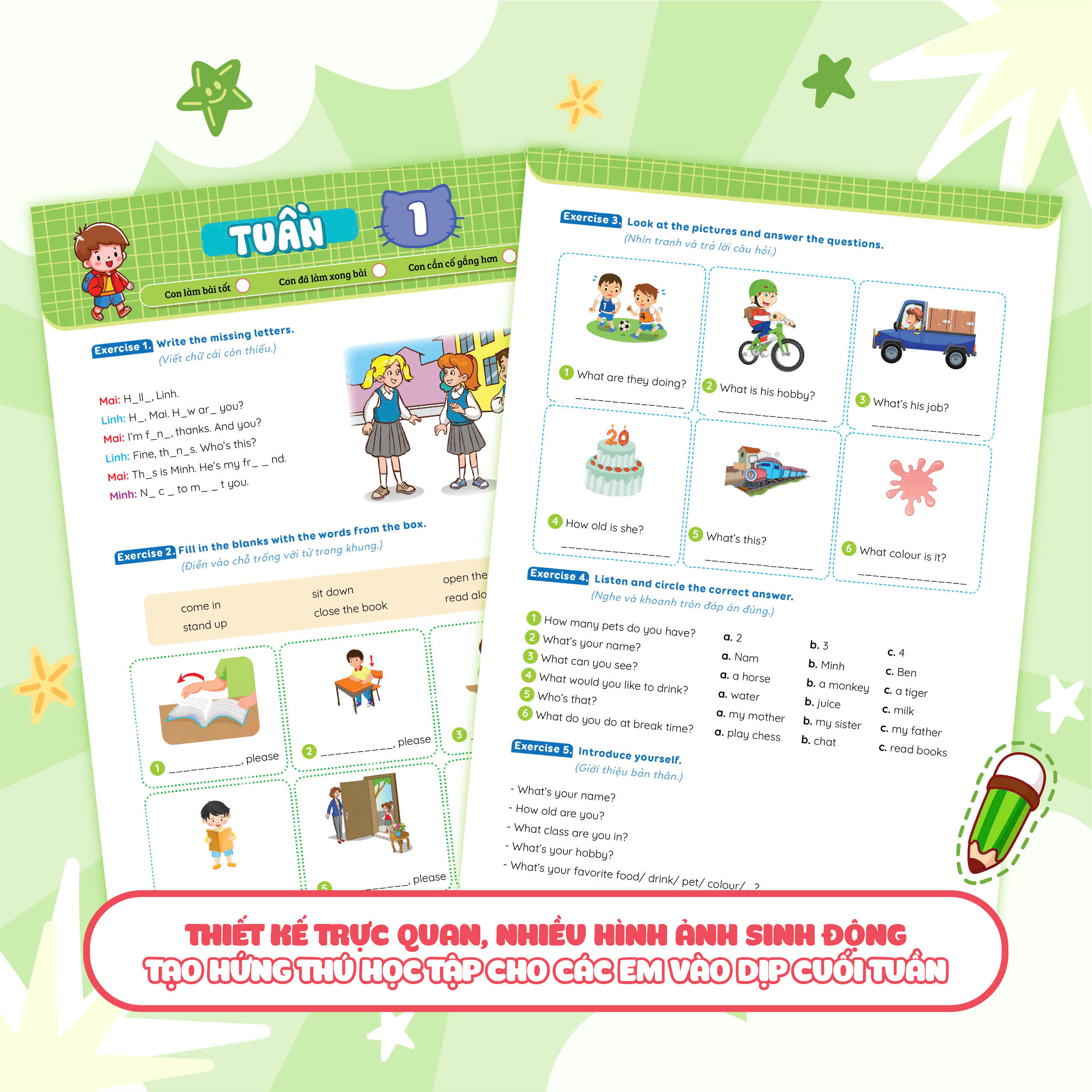 Combo Phiếu Bài Tập Cuối Tuần Toán, Tiếng Việt, Tiếng Anh Lớp 4 (3 Cuốn)