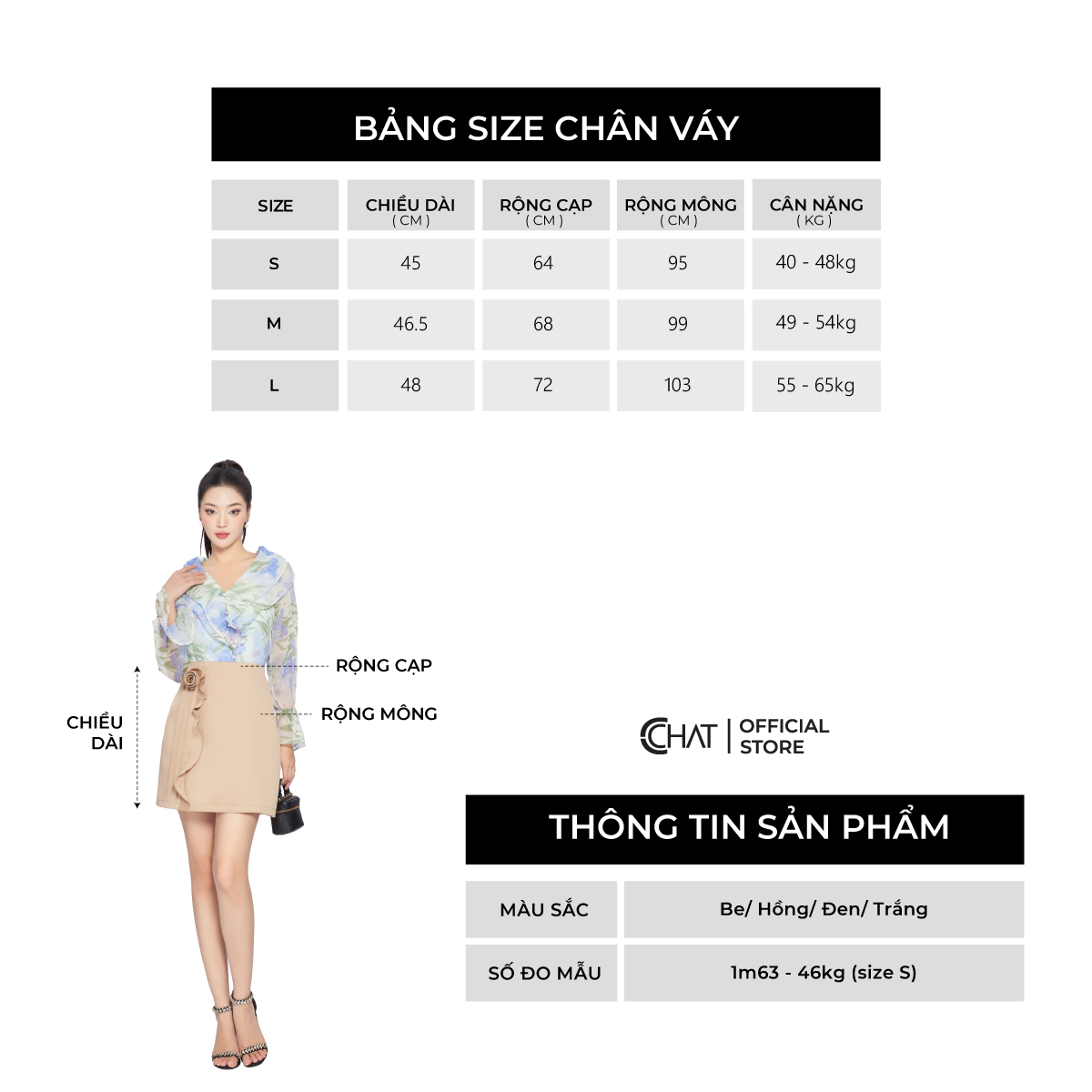 Chân Váy  Dáng Ngắn Chữ A Cuốn Hoa Chất Tuytsi Cao Cấp 13CNS2006AT