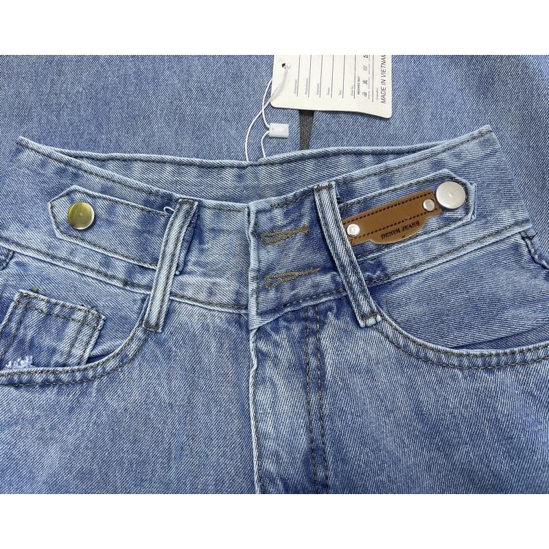 Quần bò nữ, quần jean ống rộng thời trang Lê Huy Fashion lưng cao 2 nút kiểu cực bánh bèo MS 055