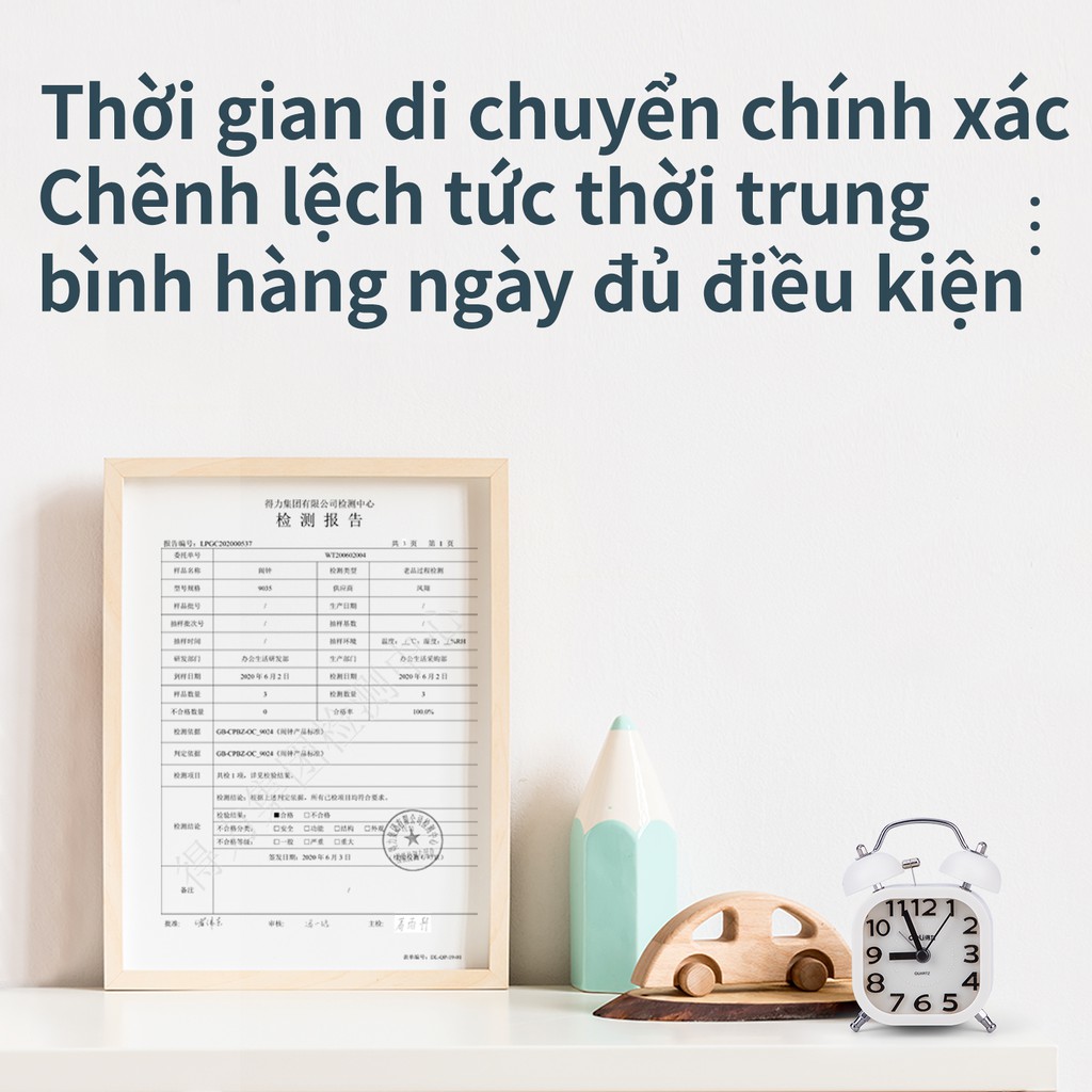 Hình ảnh Đồng hồ báo thức kim trôi để bàn vuông Deli 9035 Có đèn ngủ chuông đôi kêu siêu to màu sắc phong phú đẹp sang trọng