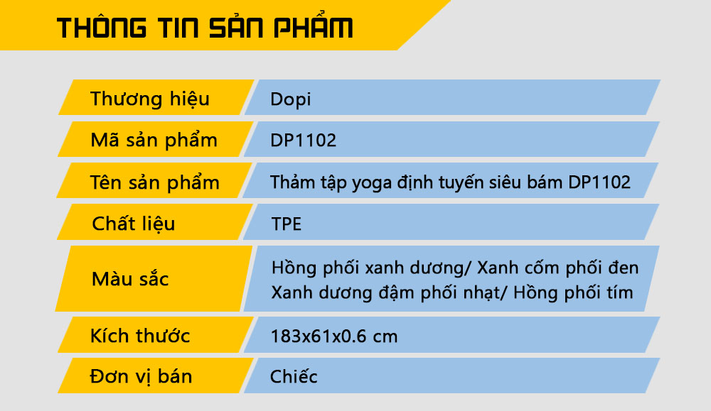 Thảm tập yoga định tuyến cao cấp DOPI DP1102-2 Chất liệu TPE siêu bám