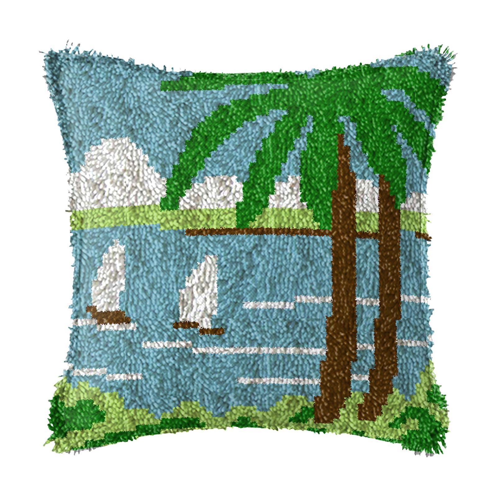 Latch Hook Embroidery Kits Cushion Needlework Blank Pillowcase Mesh Style 1