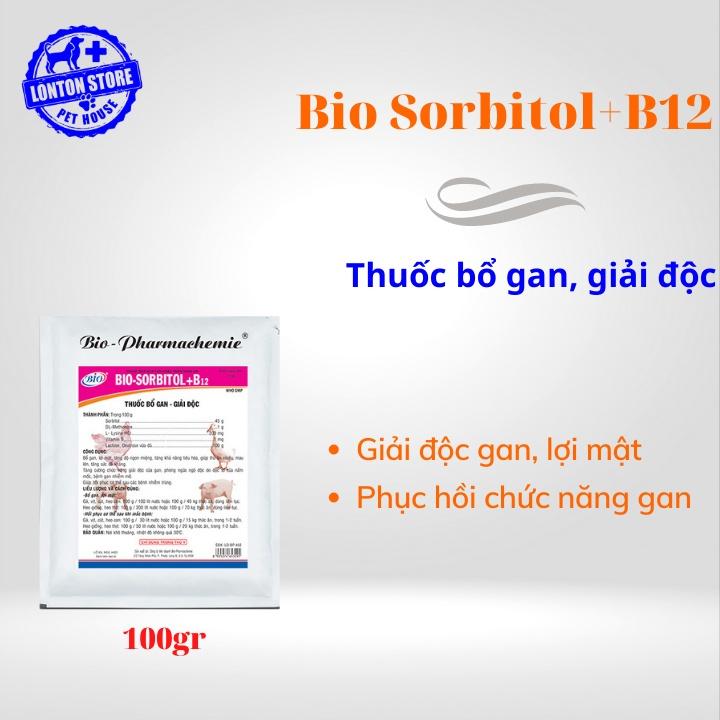 Bio Sorbitol B12, giải độc gan, lợi mật, tăng cường sức đề kháng dùng cho vật nuôi, gia súc gia cầm, gói 100gr