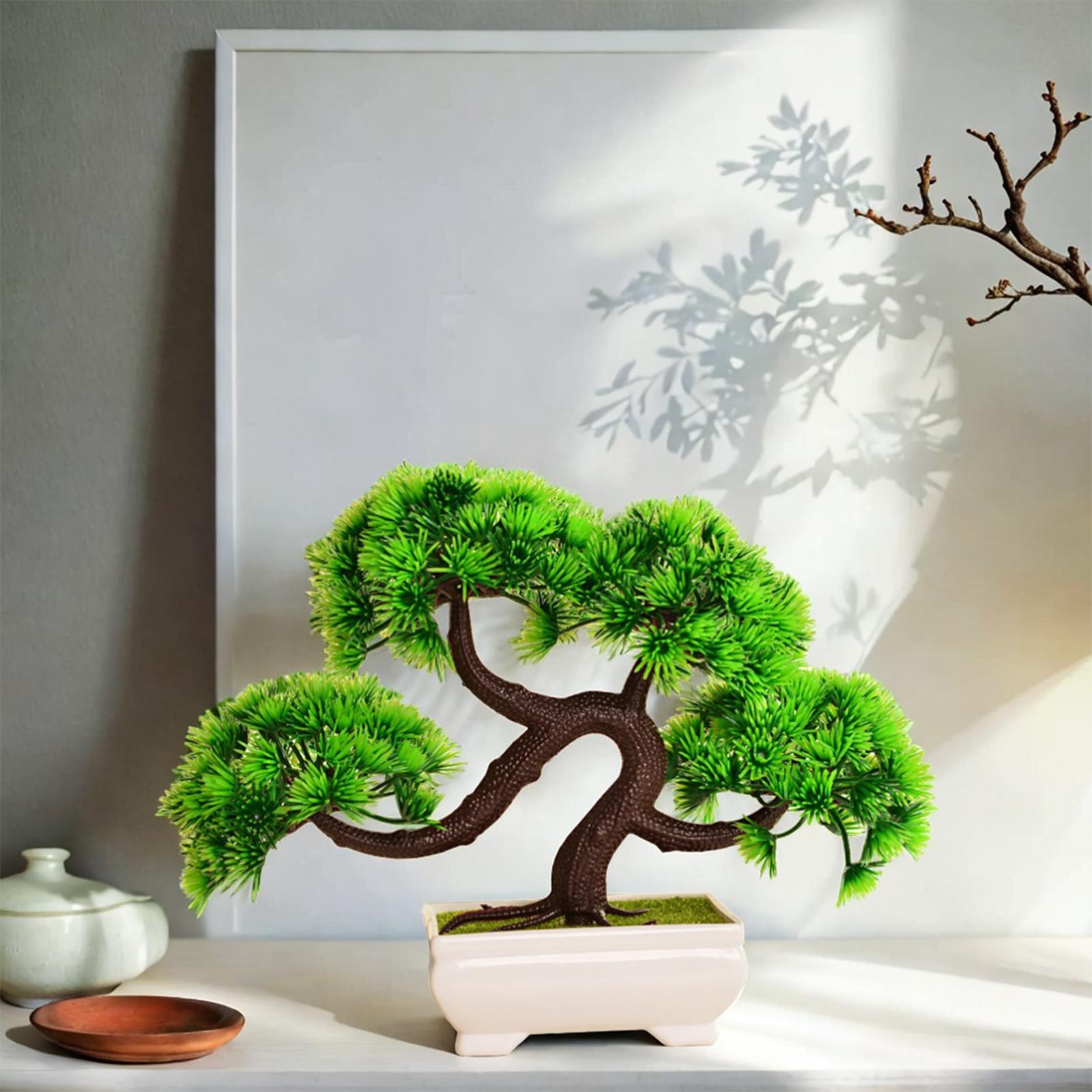 Artificial Bonsai Tree Ornament Mini Fake Plant Potted Tree Greenery Fake Tree Faux Potted Plant for Windowsill Home Office Bedroom