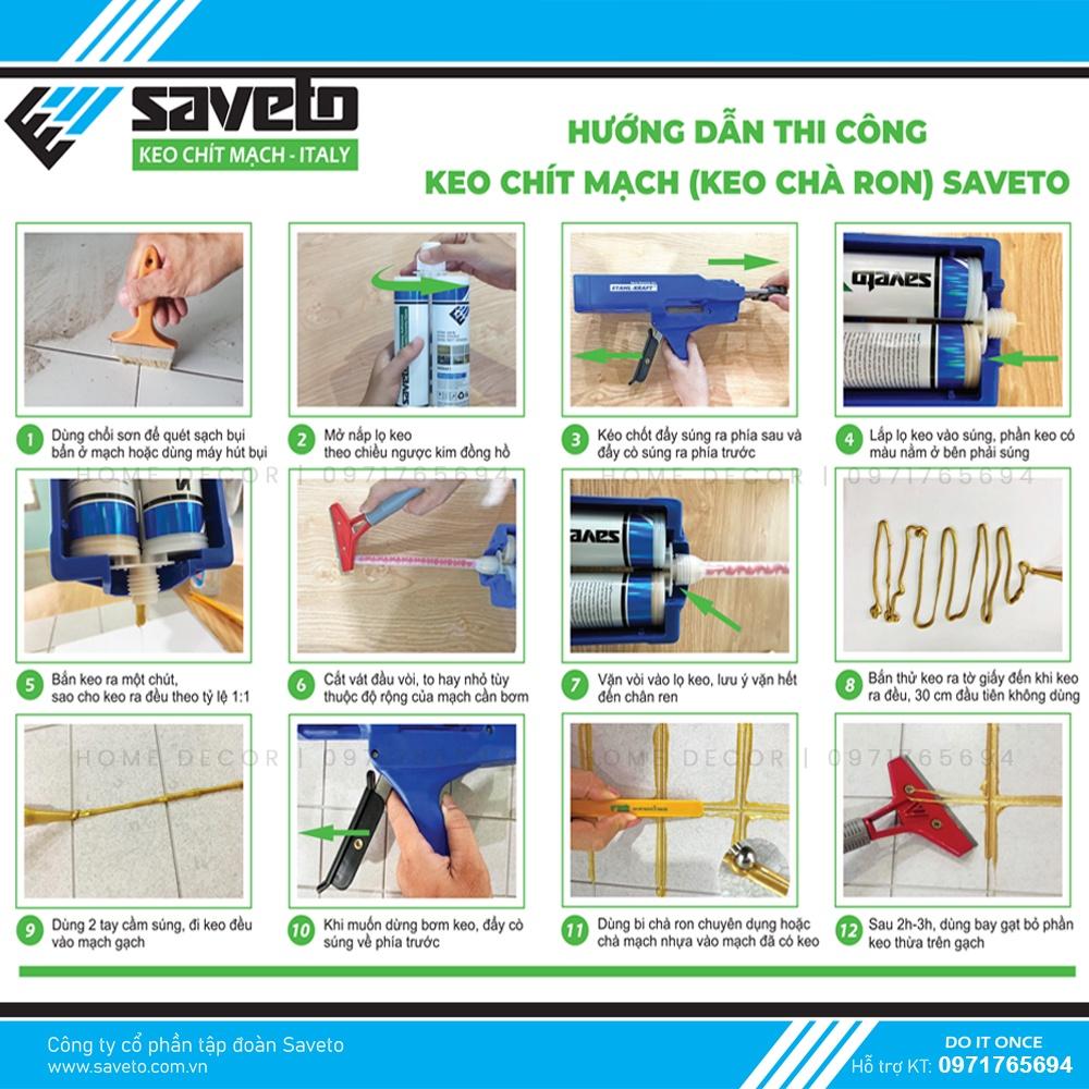 COMBO 3 chai keo chà ron, keo chít mạch Saveto 2 thành phân Epoxy xuất xứ Italy 400ml.