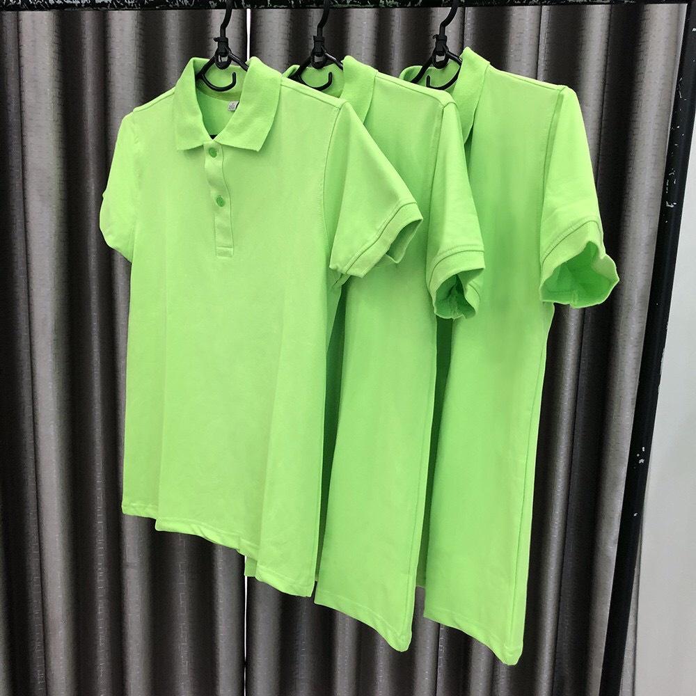 Áo Thun Có Cổ Vải Poli Thái Co Giãn 4 Chiều Nam, Nữ Màu Xanh Chuối