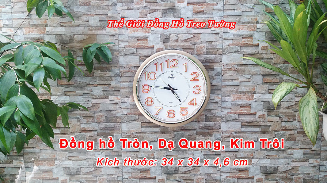 Đồng hồ Eastar Tròn Cổ điển có Dạ quang - Kim trôi Êm ái, không gây tiếng động